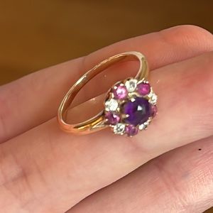 Vintage Amethyst Ring Purple Color - Gold Color